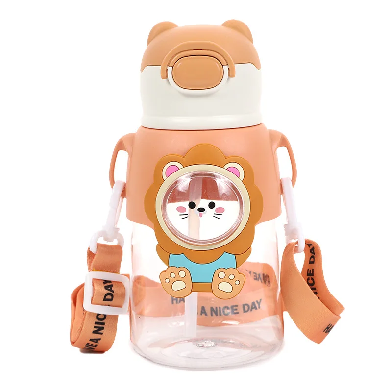 2024 new design wholesale price cute animals kids normal plastic water bottle school strap