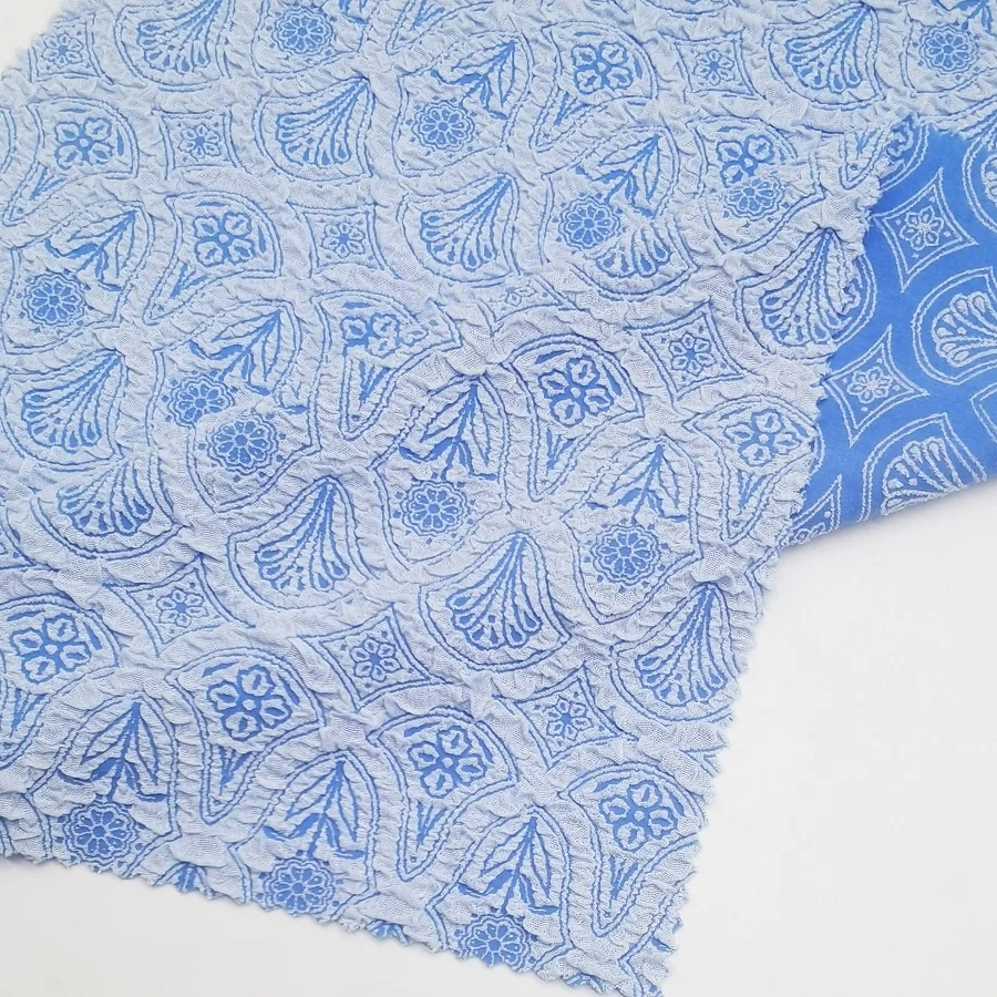  New woven swimwear jacquard fabric supplier textured pattern flower bikini swim bathing suit fabric custom color