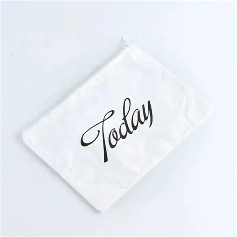Chuanghua Custom Promotion of Ecological Mark Printing DuPont Paper Tyvek Retro Wash Brown Zipper Bag