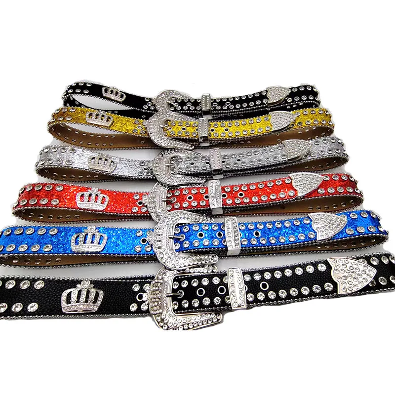 New rhinestone belt  with Royal crown buckle  for Jeans Pants