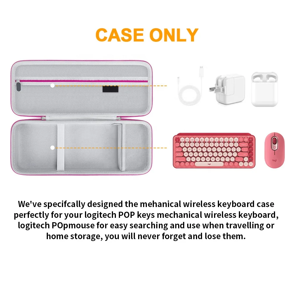 Newest Keyboard Carrying Case Wireless Bluetooth Keyboard Hard Shell Travel EVA Case with Custom Logo Zipper