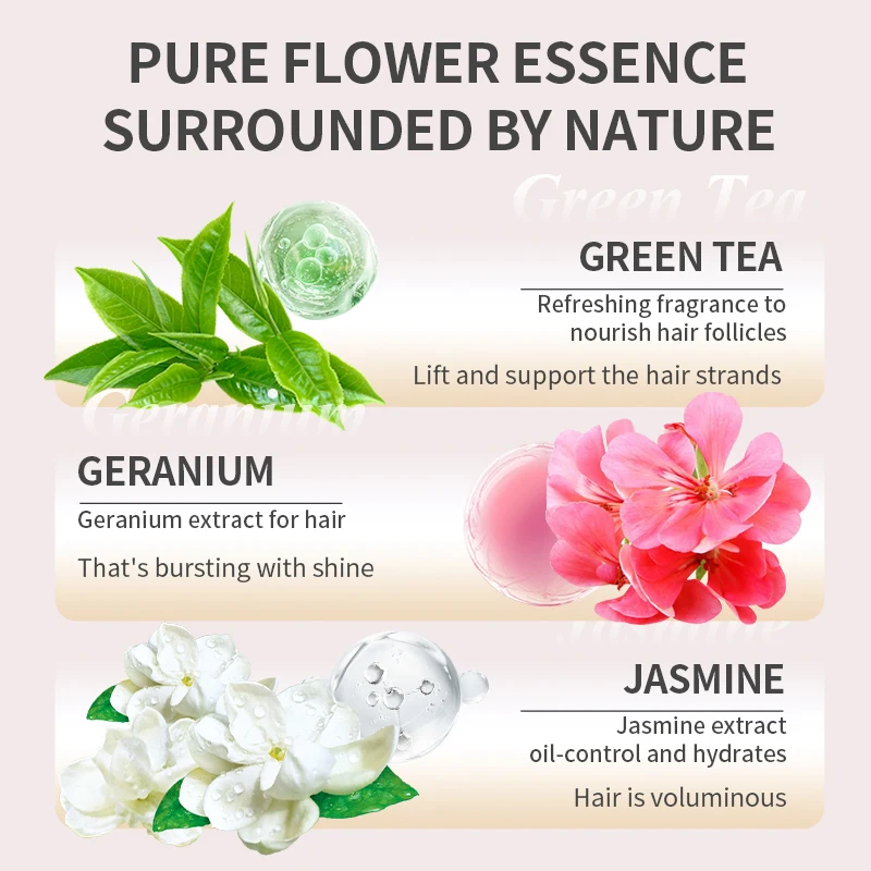 Wholesale Natural Floral Shampoo Nourishing Oil Control Moisturizing Hair Shampoo Hyaluronic Acid Fragrance Shampoo