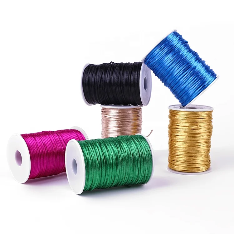 yiwu factory wholesale polyester rope Satin Cord Handmade DIY for clothing/luggage/decorative color rope