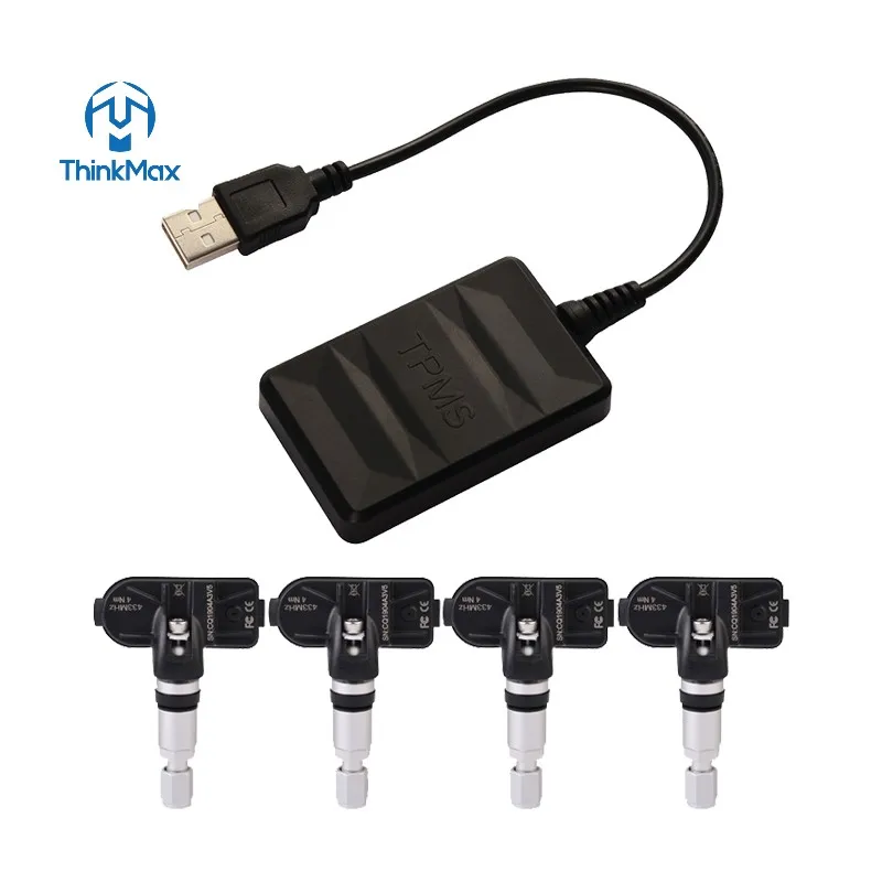 8bar For Car TPMS 4 Sensors USB Tpms Power Car Tire Tyre Internal Universal Sensor System High Quality Android Usb Tpms Language