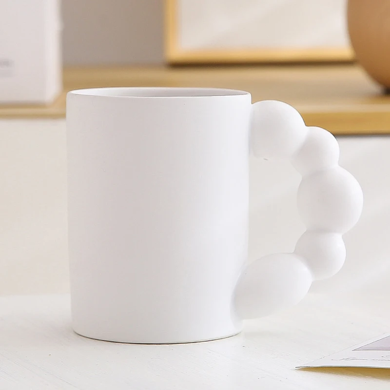 INS creative beaded matte nordic mug with round handle ceramic coffee cup mug