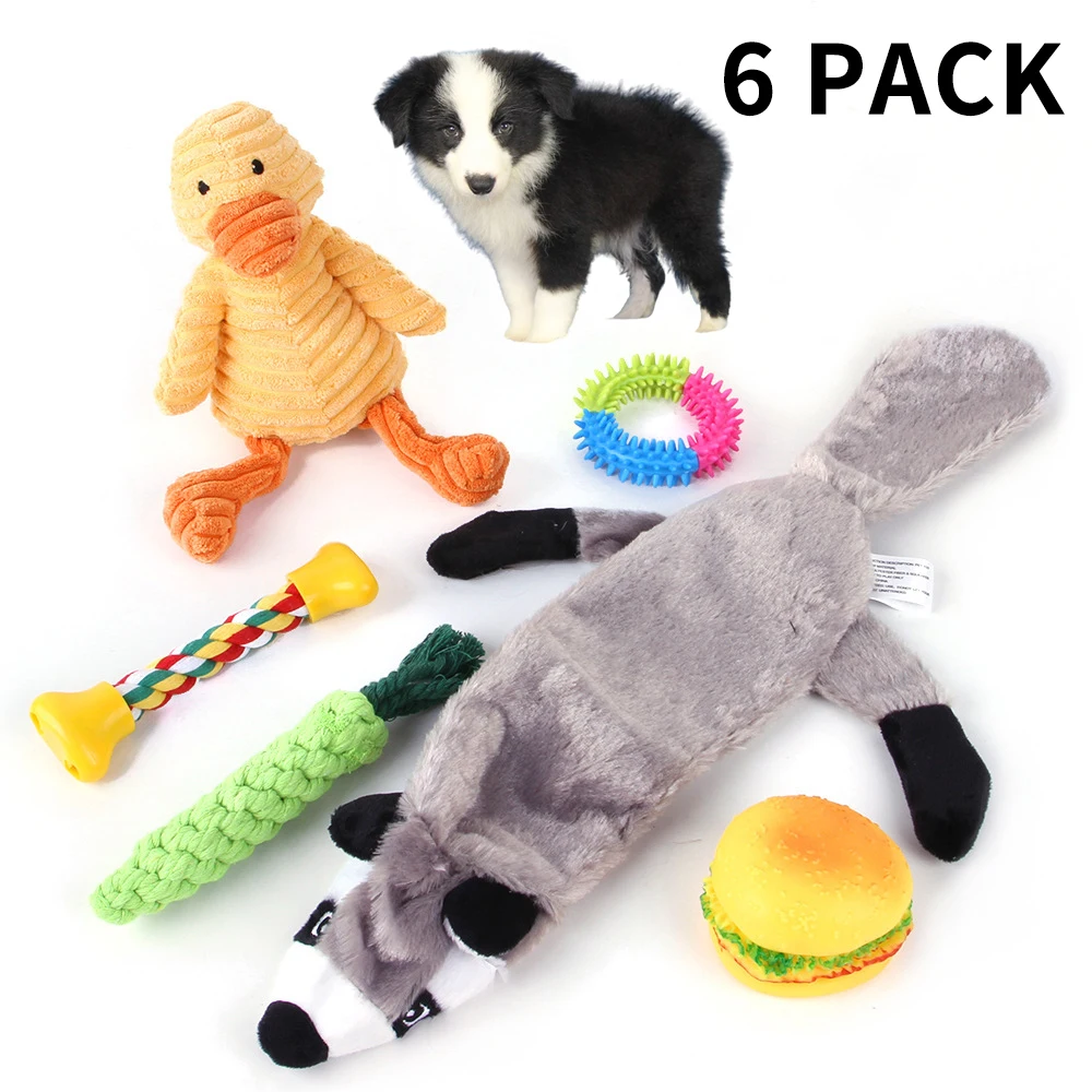 Durable Tough Dog Squeak Toys No Stuffing Animal Crinkle Plush Dog Toys Sturdy Squirrel Interactive Pet Toy
