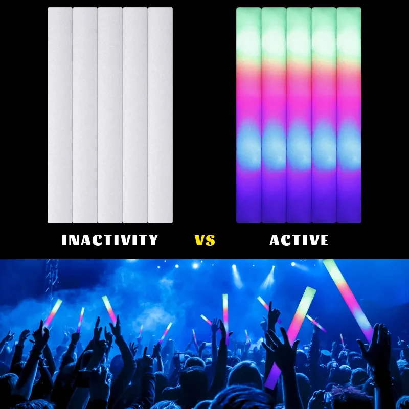 New Arrival Bulk Colorful RGB LED Glow Sticks Cheer Tube for Christmas Easter Bar Party Birthday Wedding Supplies