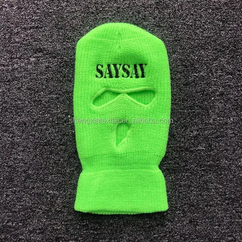 Custom logo knitted in balaclava winter three hole ski mask