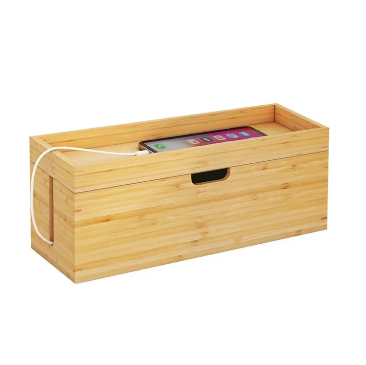 Стильная коробка-органайзер для шнура, экономия места, Бамбуковая коробка для хранения шнура питания и Органайзер