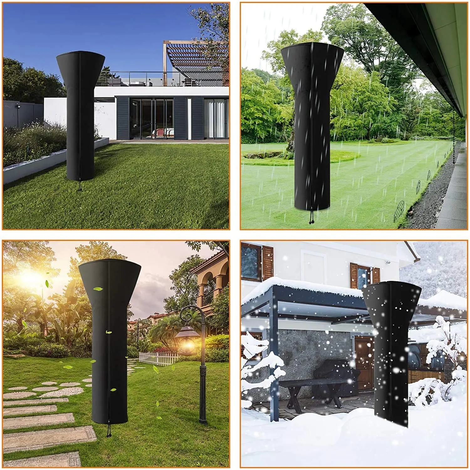 Outdoor Black With Uv Resistance Coating 420D Oxford Cloth Waterproof Patio Heater Cover Heater Cover