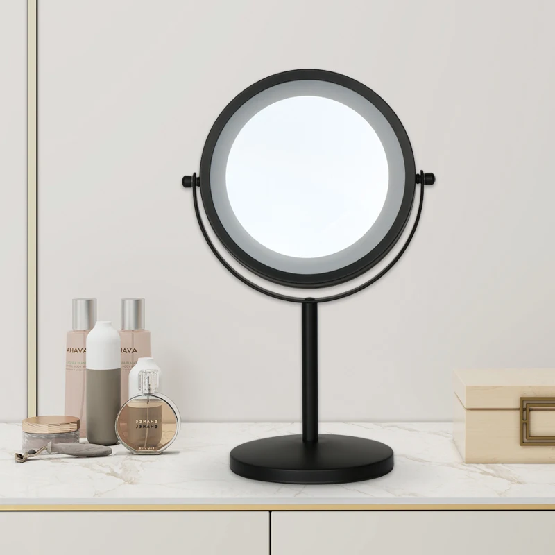 Оптовая продажа популярное хромированное металлическое настольное зеркало для макияжа с поворотом на 360 градусов с подставкой 1X 7X регулируемые углы для домашнего использования