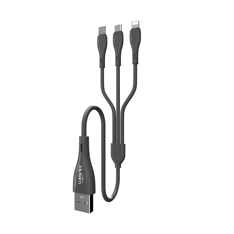 Basics USB 2.4A Mietubl  widely compatible universal 3 in 1 cable polymer soft high PVC material 1.2M for brand quality