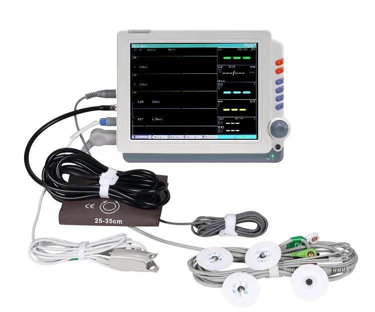 12.1 inch 6 parameter portable ambulance cardiac monitor with accessories ICU trolley patient monitor with optional etco2 module