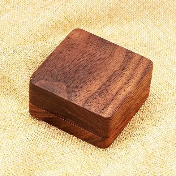 Small Walnut Wood Cufflinks Gifts Box for Men Cuff Links Display Storage Case