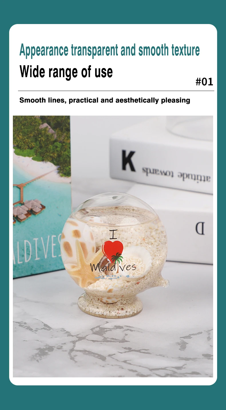 Customizable 60mm transparent glass ball home decoration with ocean effect