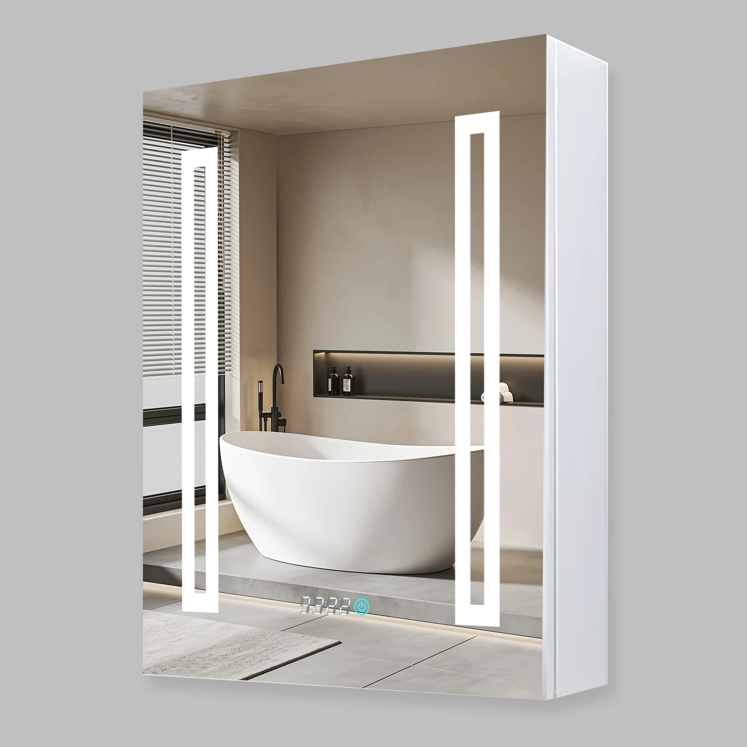 Bathroom Cabinets Screen Medicine Led Push Pull Bathroom Mirror Cabinet with Lights Fullkenlight Wooden Modern Rectangle CN;GUA