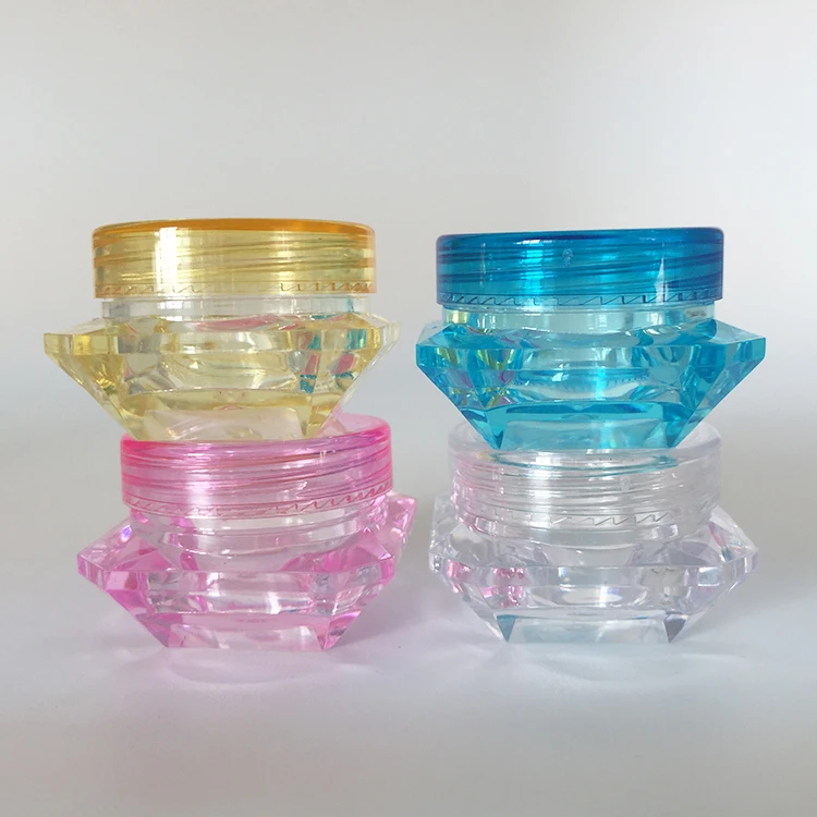 Plastic Small Diamond 5g 5ml Cosmetic Jar for Lotion, Creams, Toners, Lip Balms, Makeup Samples, BPA free Container Case