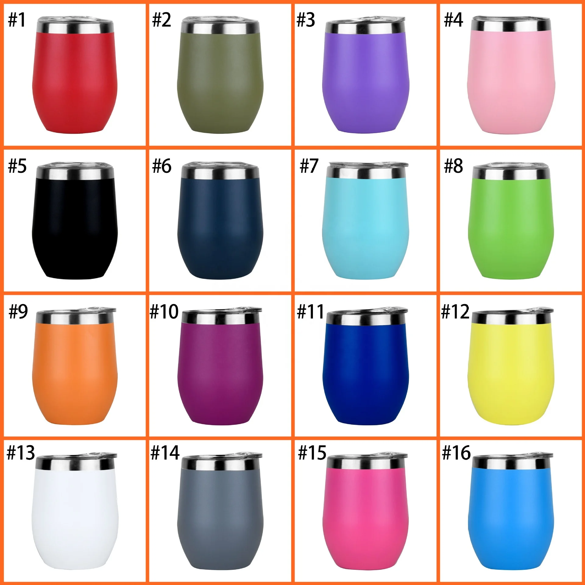 wholesale stainless steel stemless wine glass tumbler non spill cup 12oz  Tumbler with lid straw custom logo powder coating