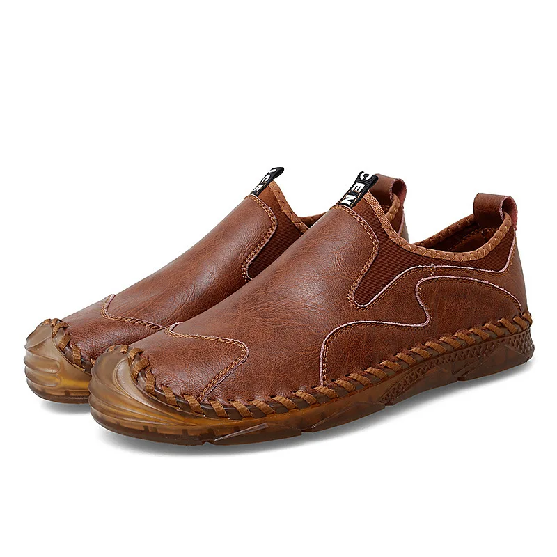 High Quality New Designer Flat Hand Sewn Moccasin Style Walking Casual Men Leather Shoes