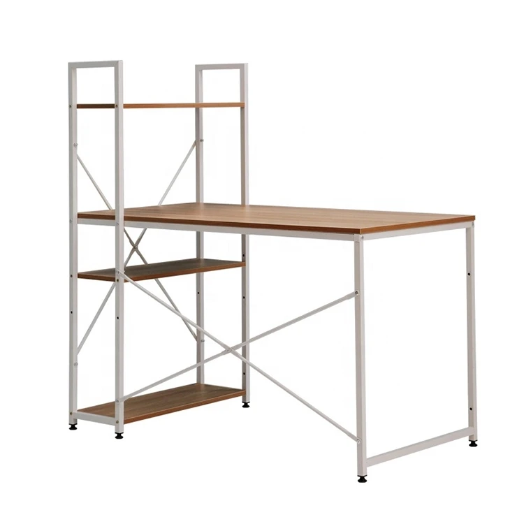 
 Скандинавский домашний студийный металлический белый компьютерный стол с книжным шкафом  