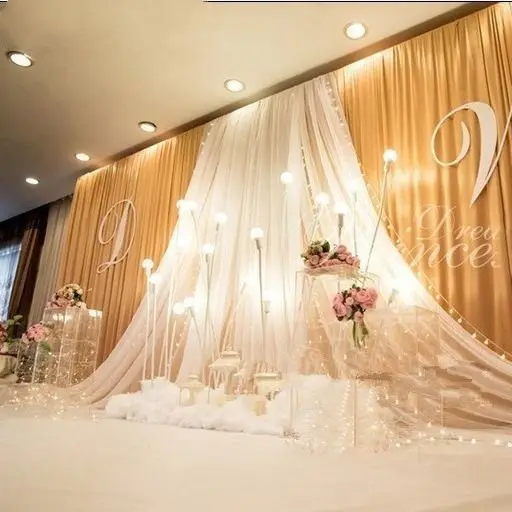 IFG wholesale luxury customized measurement white drapes backdrop curtains for wedding decoration