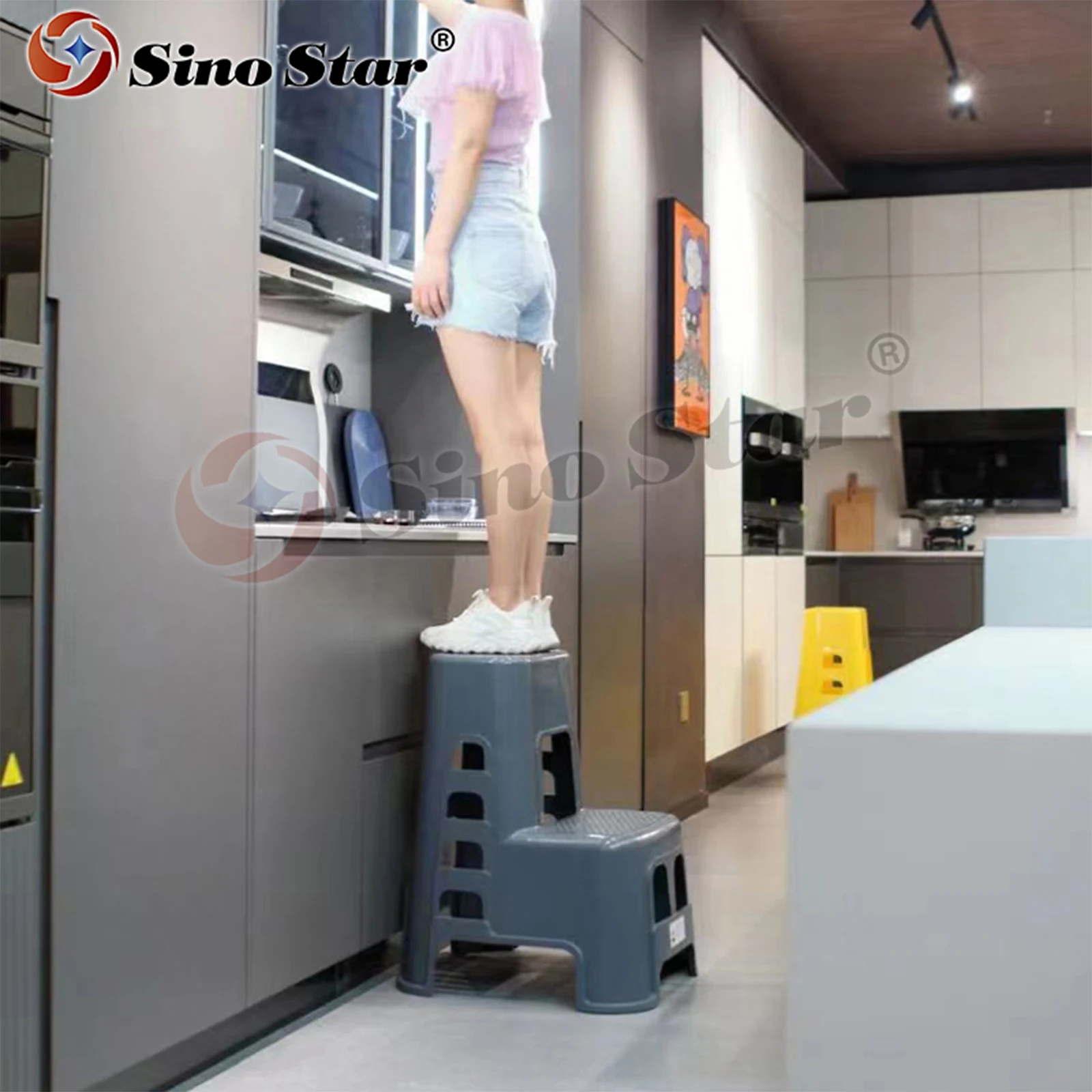 Resistant pressure 300KG High Load-bearing Car wash stool plastic car beauty high and low stool two-step chair LKGJ56-1