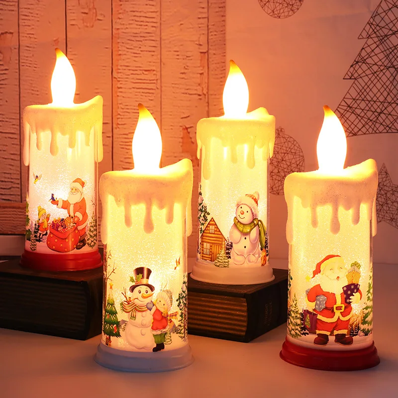 YY42 Led Simulation Flame Candle Santa Claus Snowman Decoration Night Light Christmas Decoration Candle Lights