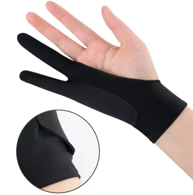 Double anti-false shock capacitance pen thickened spandex two-finger gloves Panel painting glovesby hand