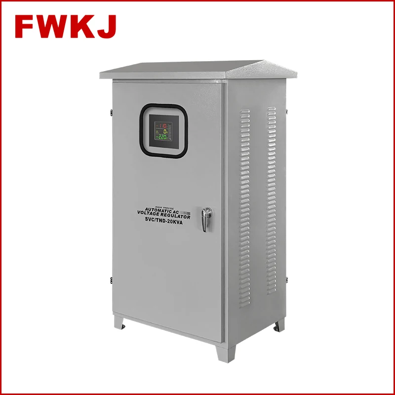 FWKJ Factoryt Price Customized 20kva Avr Automatic servo motor outdoor waterproof use Voltage Stabilizer regulator