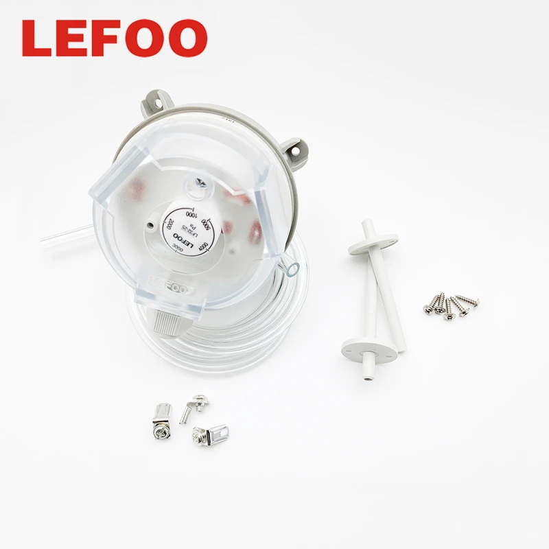 LEFOO LF32 The Adjustment Knob And The Built In Callbrated Visual Air Differential Pressure Switch