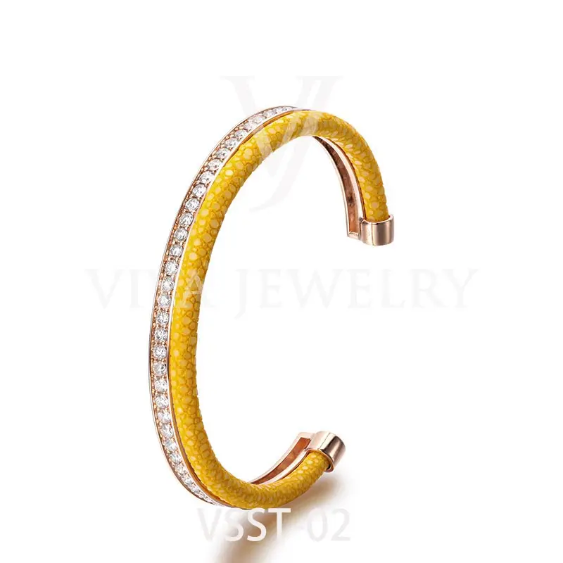 Viya Jewelry DHL Free Shipping Wholesale Luxury Premium Zirconia Stingray Leather Bracelet