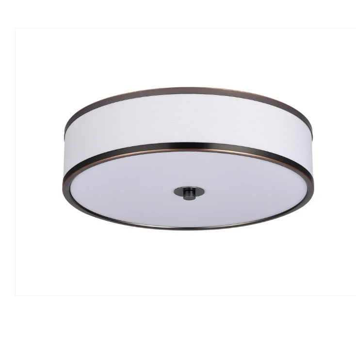 Luxury matt black iron frame ceiling pendant light with linen white color for hotel