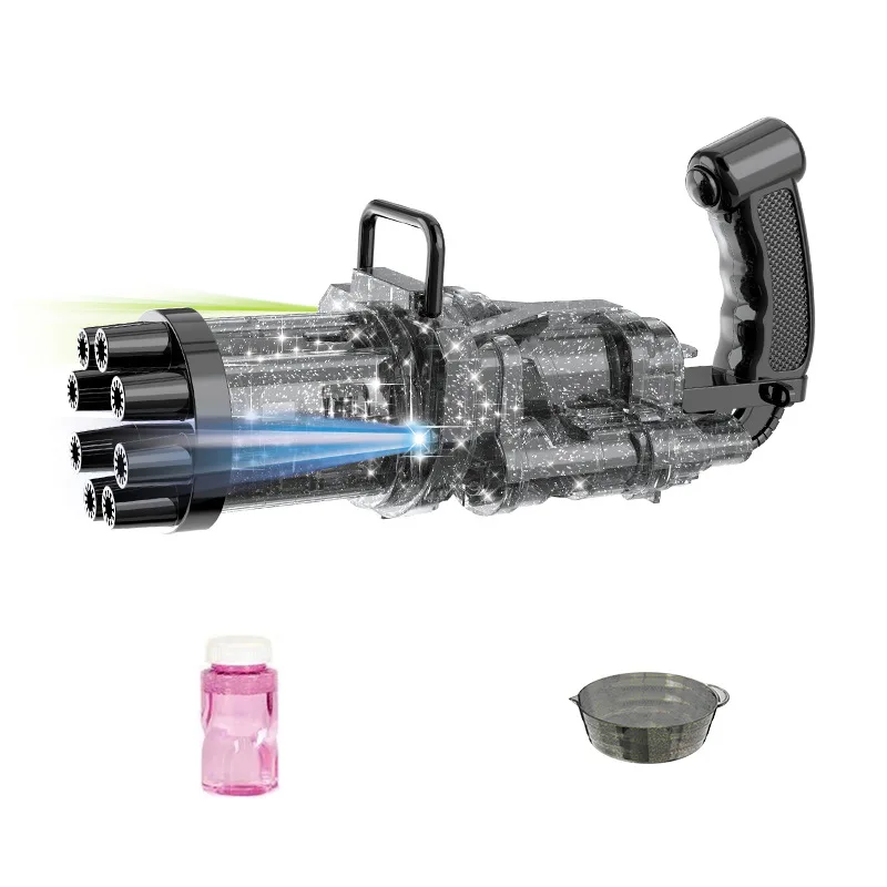 8-Hole Automatic 4 Color Bubble Soap Gun With Light Gatling Electric Bubble Machine Summer Outdoor Toys for Kids