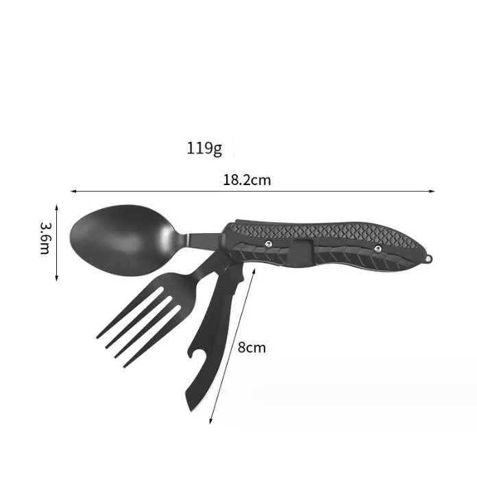 Multifunctional Camping Portable Detachable Folding BBQ Tableware steel cutlery knife spoons and fork flatware set