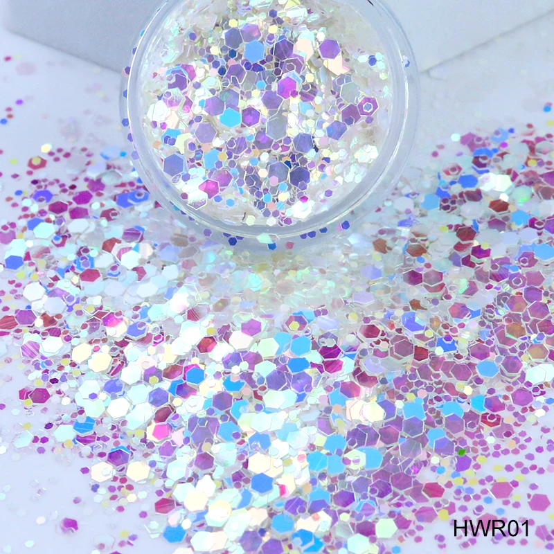 Wholesale Bulk Packing DIY Nail Flakes Art Decoration 12 Color Nail Laser Glitter Sequins