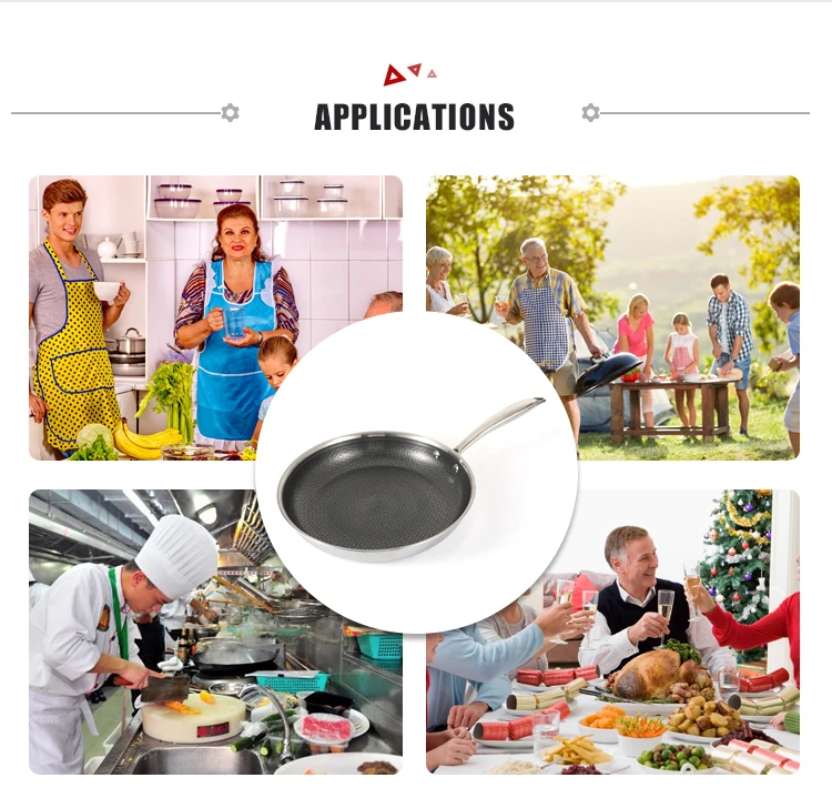 3-Ply Top Quality Fry Pan 30cm Non Stick Stainless Steel Frying Pan