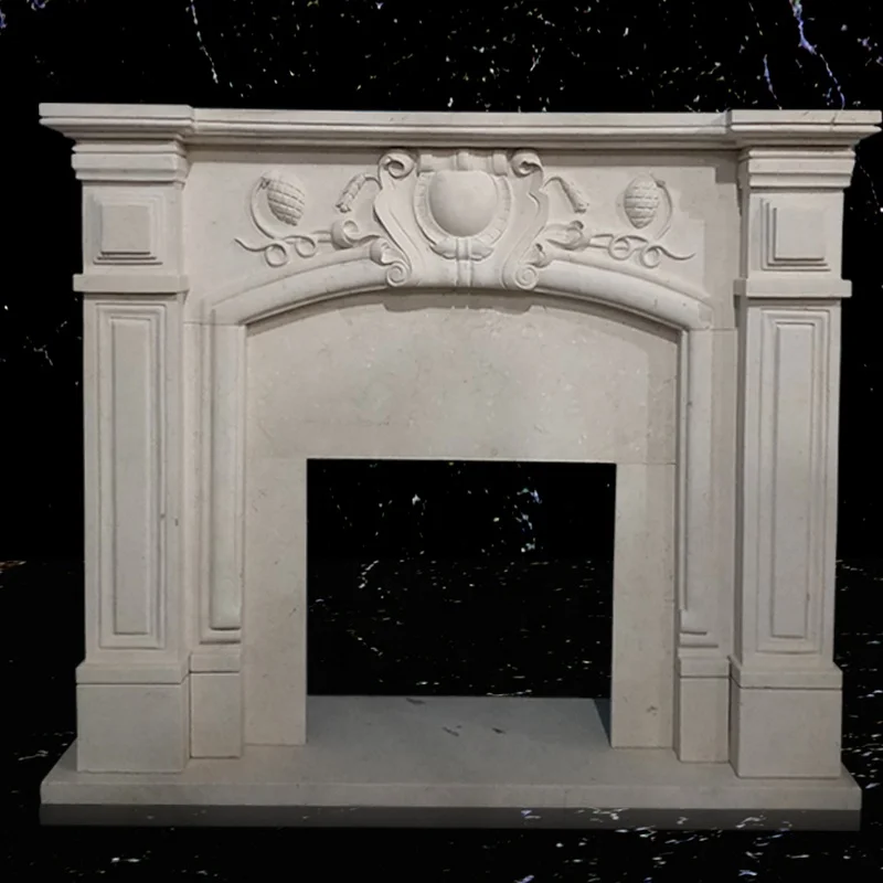 Antique Chinese Freestanding Marble Stone Arched Classic Fireplaces Mantels Surround Frame Mantles