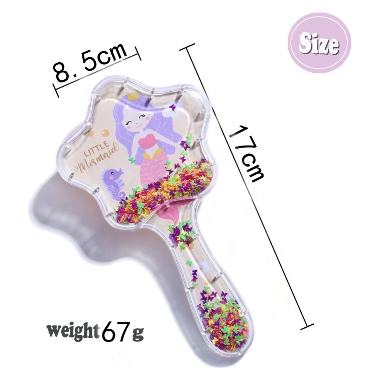 New Mold Star Shape Mermaid Portable Hairbrush Shiny Glitter Easy-take Hair Brush Transparent Smooth Hair Detangling Hairbrush