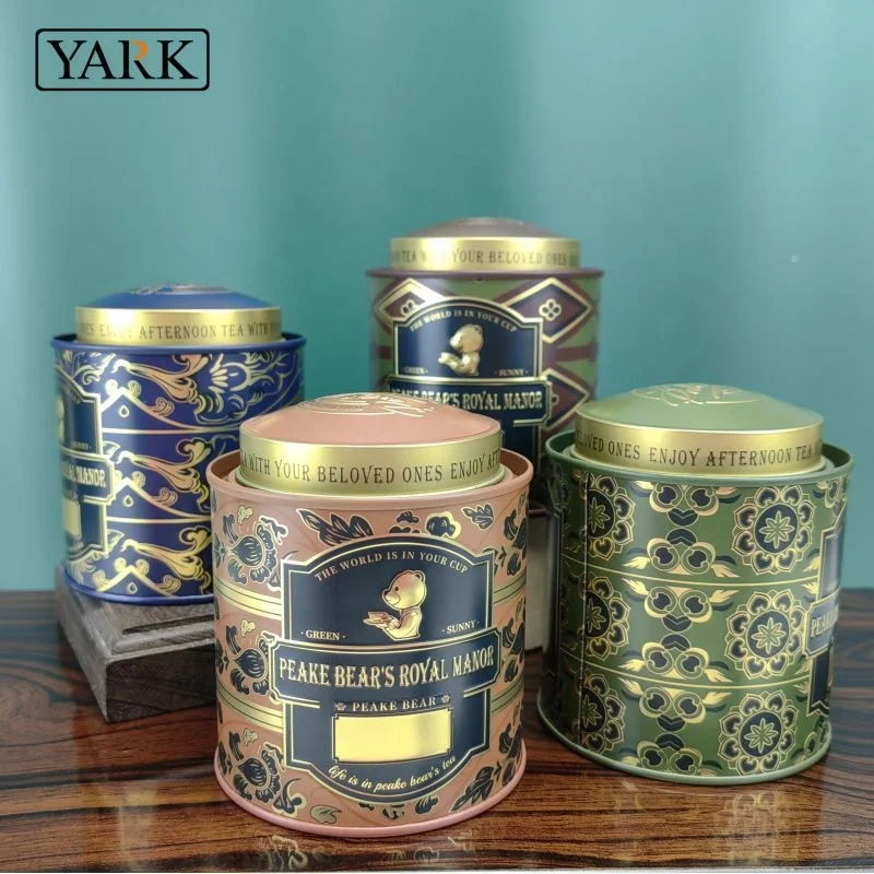 Moisture proof double seal cover round tinplate can scented tea round tea tin can