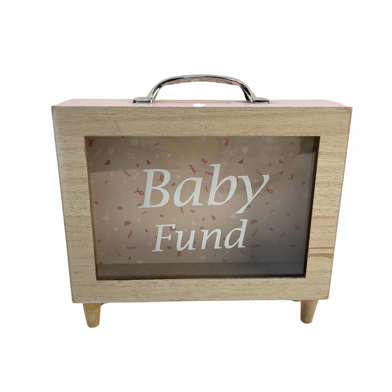 Vintage Wooden Vacation Fund Glass Shadow Box Money Box With Letters