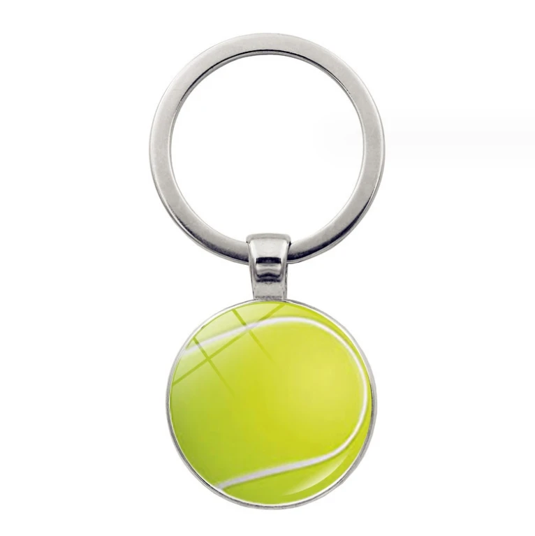 Custom Basketball Keychain Glass Ornaments Football Tennis Volleyball Billiards Golf Baseball Bowling Pendant