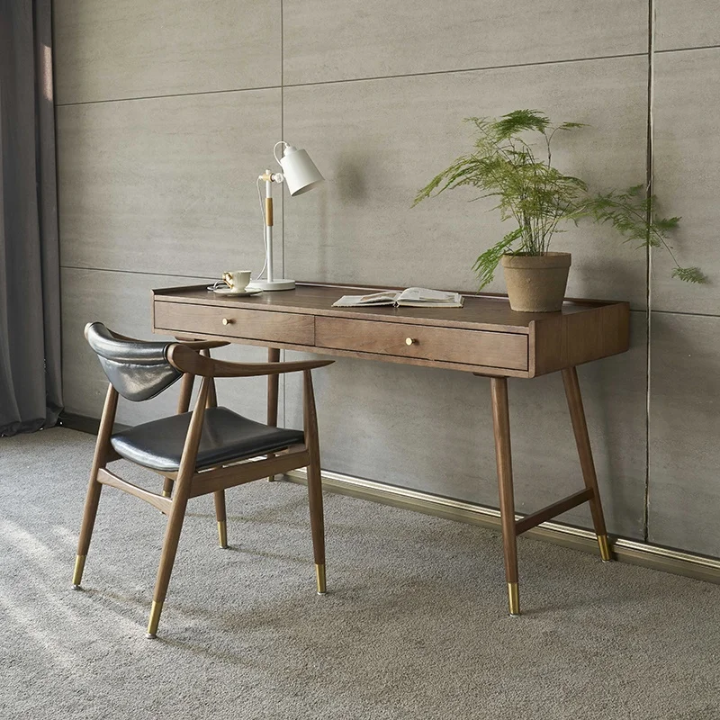 Fashion Computer Desk Office Home Use Bookshelf Combination Wood Classics Double Notebook Table