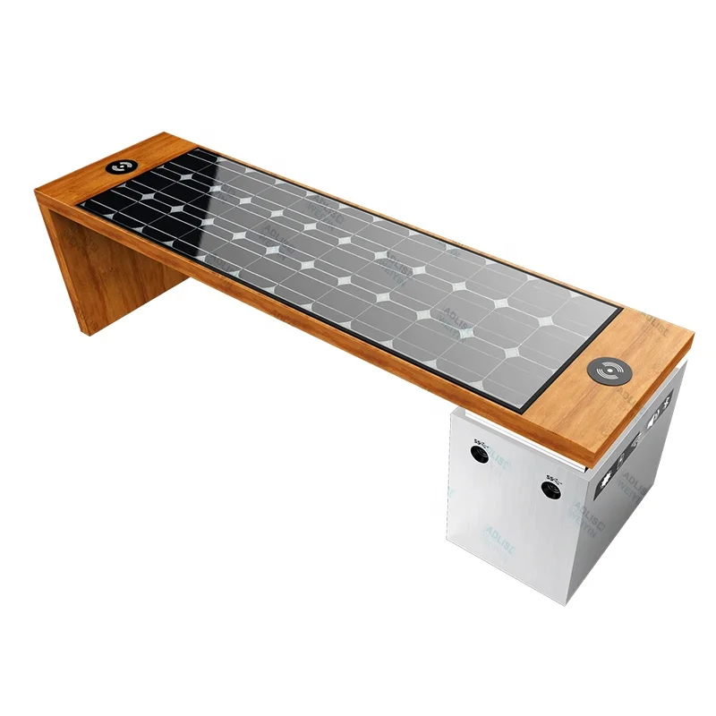 Customized Style Mobile Phone Charging and Wireless Charging Smart City Park Bench Solar Powered