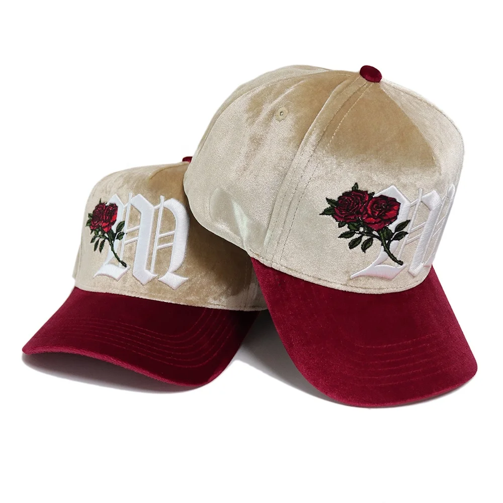 Hat factory directly for velvet fabric color design 5 panel baseball cap custom embroidery logo
