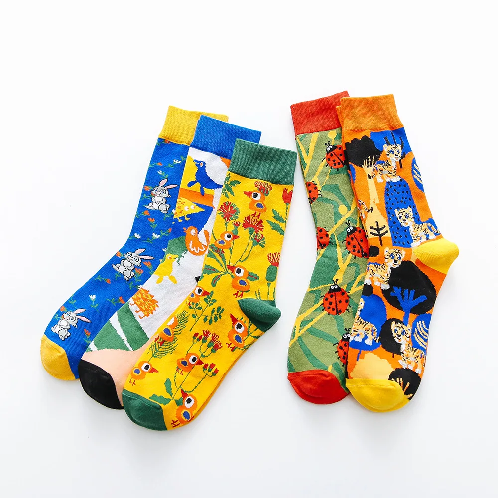 Cute Funny Soft Cotton Women Socks Novelty Ladybird Tiger Bird Bunny Dolphin Cartoon Animal Colorful Happy Socks For Girl Gift