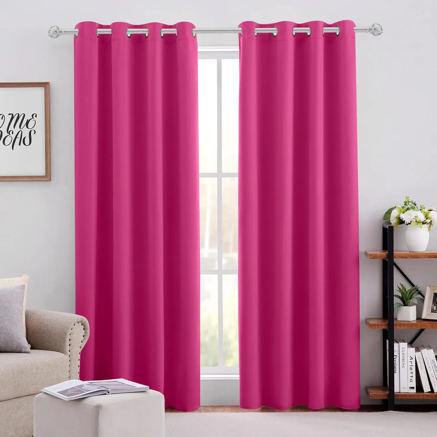 JA 52*84IN On Stock Blackout Curtains Solid Color with Grommets Noise Reducing Room Darkening for Home Bedroom Living Room
