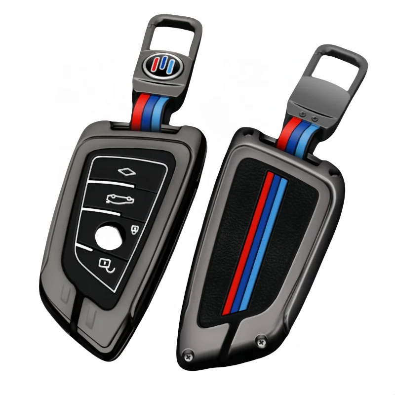 Customized Silicone Metal Car Key Case Cover Key Remote Control Keychain Protection Bag For BMW X1 X2 X3