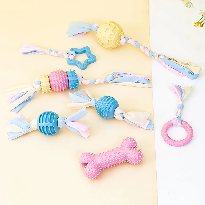Chewing Rubber Elasticity Ball Toys for Dogs Molar Stick Interactive Chew Bite Cotton Rope Tooth Cleaning Dog Toys Pet Supplies