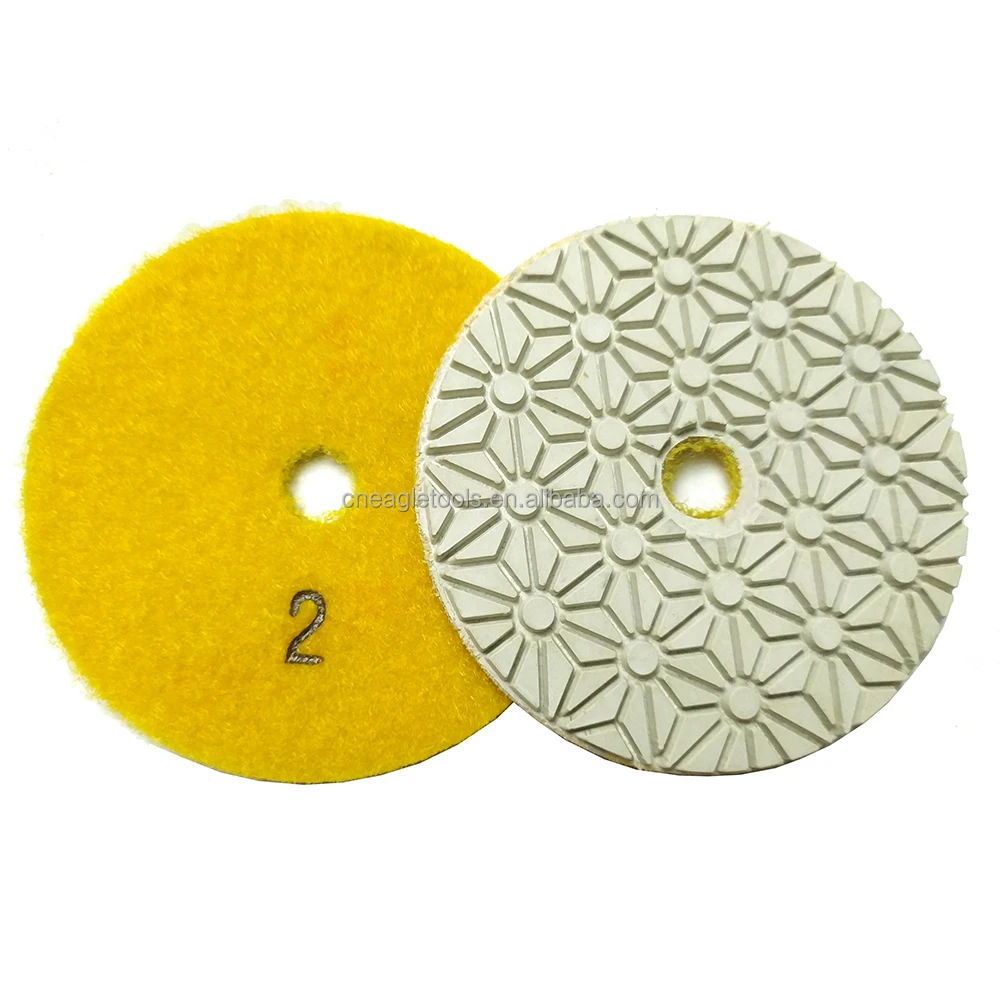 Quartz Marble Polishing Pads Wet or Dry Polishing Pads 3 Step Diamond Granite 100mm Flexible Resin Polishing Pad