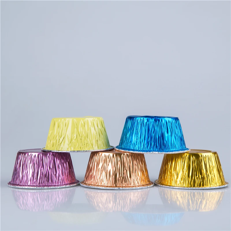 Colorful 105ml disposable aluminum foil cup food grade aluminum foil round baking use muffin cake tray